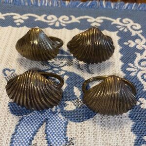 Vintage brass seashell napkin rings